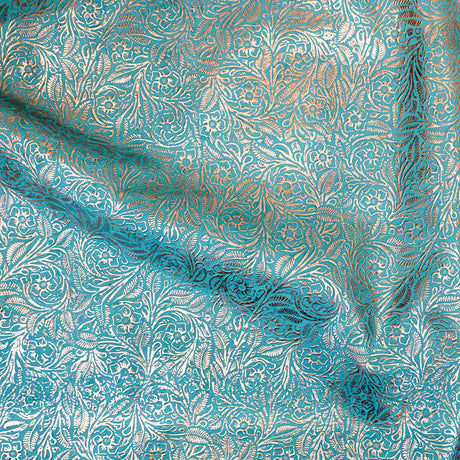 MFC.Rose Gold on Turquoise.03.jpg Metallic Floral Cow Sides Image