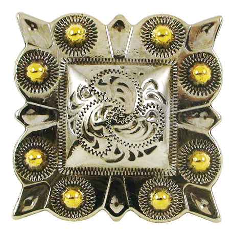 115-232504.SLC.jpg 1" Square Berry Concho - Old Silver/Gold Plate Image