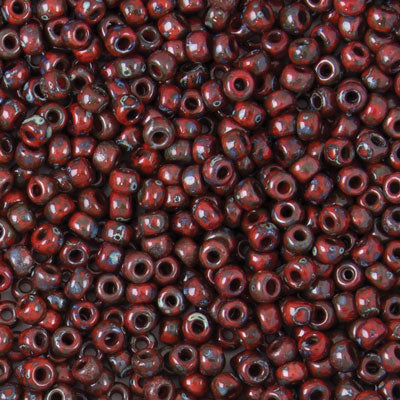 45-894513.SLC.jpg 8/0 Seed Beads - Picasso Red Garnet Matte 22g Image