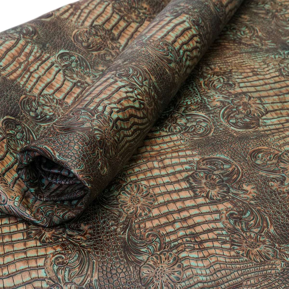 FGBE.Turquoise Brown.03.jpg Butch Cassidy Embossed Cow Image