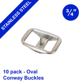 Stainless Steel Oval Conway Buckle - 3/4" 10 pk