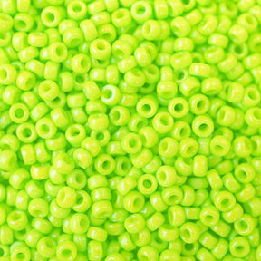 15/0 Seed Beads - Duracoat Opaque Dyed Neon Green 8.2g