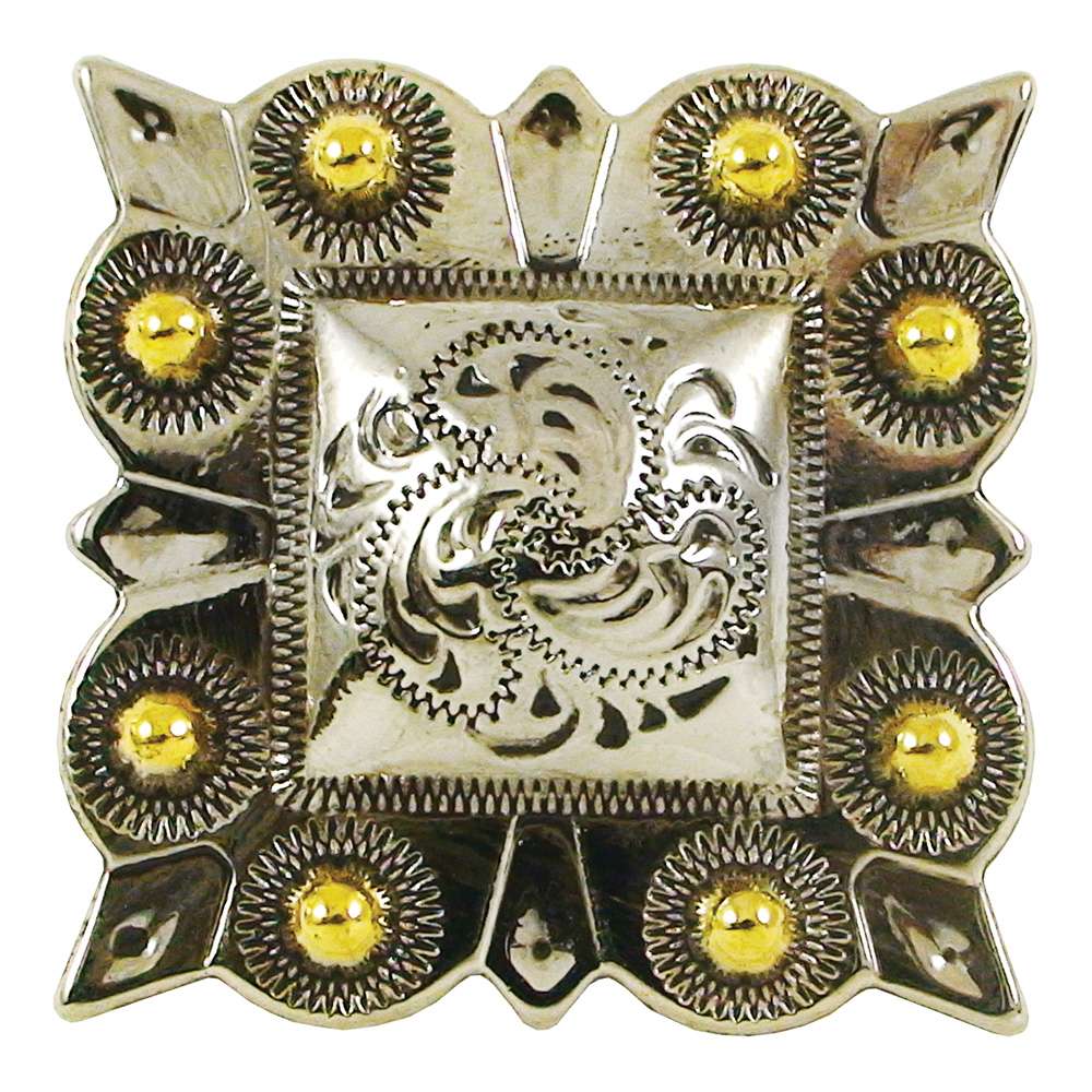 115-232504.SLC.jpg 1" Square Berry Concho - Old Silver/Gold Plate Image