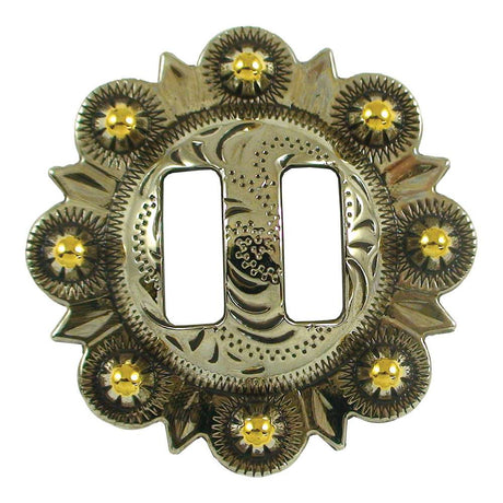 115-177004.SLC.jpg 1" Slotted Berry Concho - Old Silver/Gold Plate Image