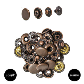 Antique Copper Spring Snaps, 10-millimeter size
