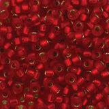 8/0 Seed Beads - Matte Silver Lined Flame Red 22g