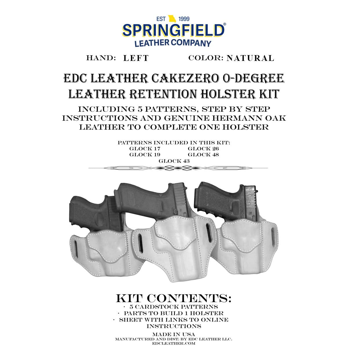 EDCK.Left Hand CakeZero.Glock.jpg EDC Leatherworks Holster Kits Image