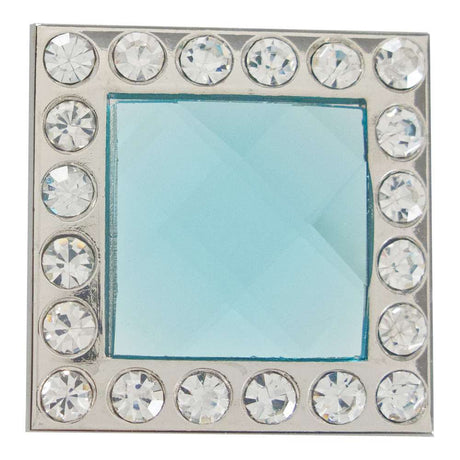378-105973.SLC.jpg Small Square Turquoise Crystal Concho - Nickel Plate Image