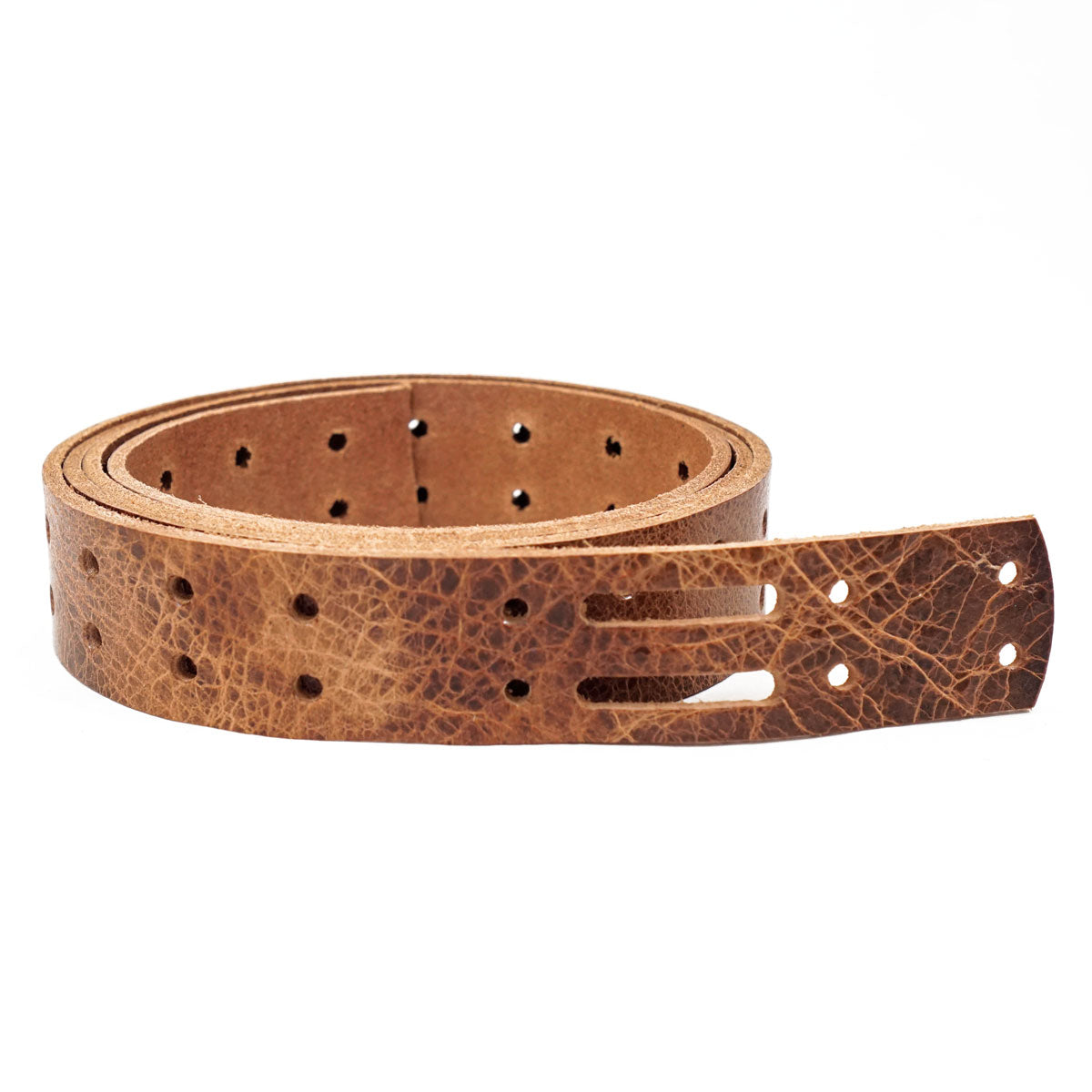 100-207.SLC.01.jpg 1 1/2" Vintage Tan Buffalo Double Hole Belt Blank Image