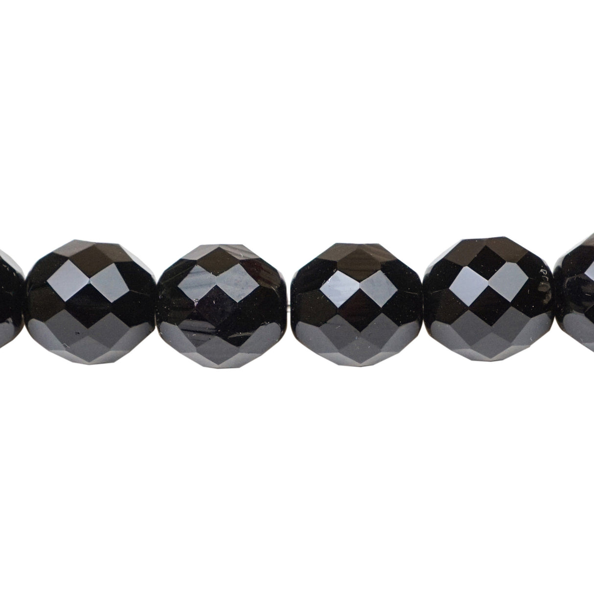 222-4174.SLC.1.jpg 12mm Firepolish Strand - Jet Image