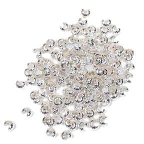 4mm Corrugated Crimp Cover - Silver Plate 144pk