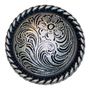 1 1/4" Floral Rope Concho - Old Silver