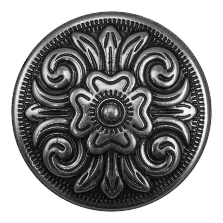 378-741404.SLC.jpg 1" Round Diablo Concho - Antique Silver Plate Image