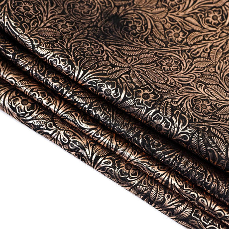 MFC.Rose Gold on Black.02.jpg Metallic Floral Cow Sides Image