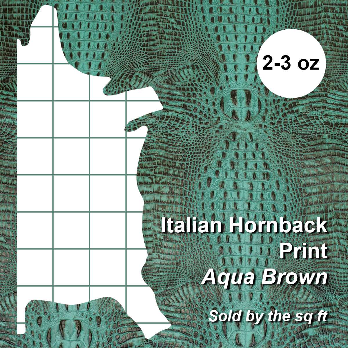 665-1508.SLC.4.jpg Italian Hornback Embossed Side - Aqua Brown Image