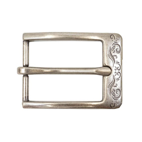 1 ¼" Squared Engraved Buckle - Antique Nickel