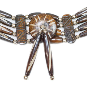 Bone Choker - Brown & White W/Drop