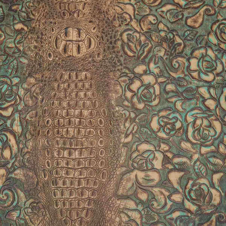 FCEC.Mocha Turquoise.03.jpg Floral Croc Embossed Cow Image