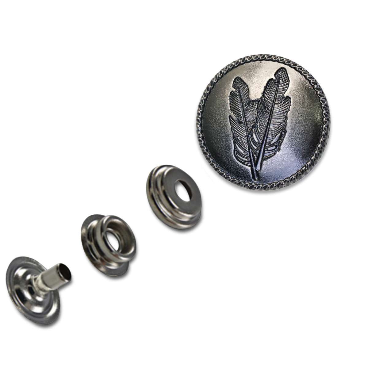 115-93141.SLC.01.jpg Twin Feather Line 24 Decorative Snap - Antique Nickel Image