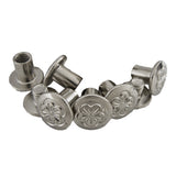 One hundred pack of quarter inch decorative screw posts in nickel plate