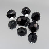 8mm Jet Bead Strand - Firepolished