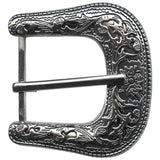 1 ½" Engraved Buckle - Nickel Plate/Black