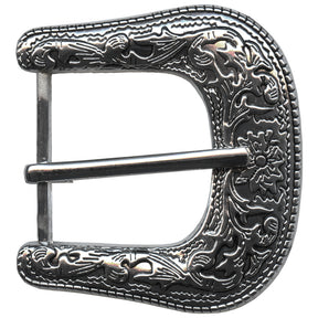 1 ½" Engraved Buckle - Nickel Plate/Black