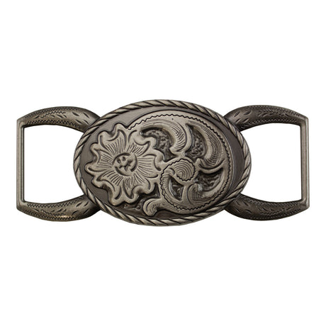 378-4320.SLC.jpg ¾" Floral Oval Connector - Antique Silver Plate Image