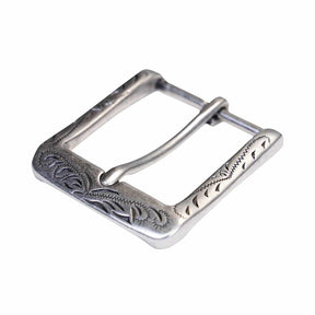 1 ½" Rounded Engraved Buckle - Antique Nickel