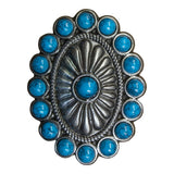 Southwest Turquoise Stone Oval Concho - Antique Nickel Plate