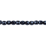 4mm Jet Bead Strand - Firepolished