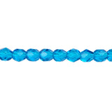 4mm Capri Blue Bead Strand - Firepolished