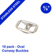 Stainless Steel Oval Conway Buckle - 5/8" 10 pk
