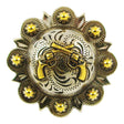 115-197704.SLC.jpg 1 1/2" Crossed Pistols Berry Conchos - Old SIlver/Gold Image