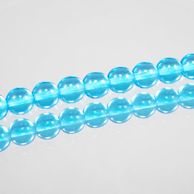 222-4138.SLC.jpg 8mm Aqua Round Glass Bead Strand Image