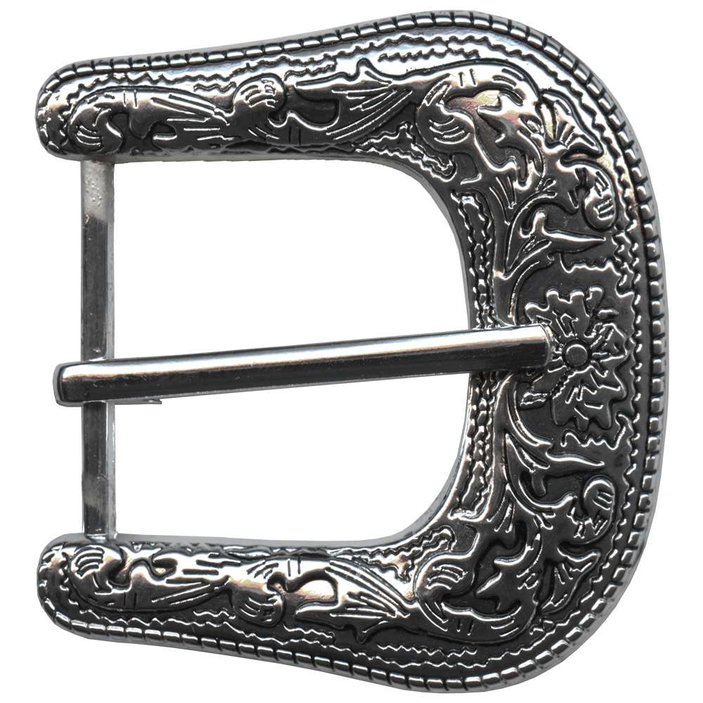 378-4400.SLC.jpg 1 ½" Engraved Buckle - Nickel Plate/Black Image