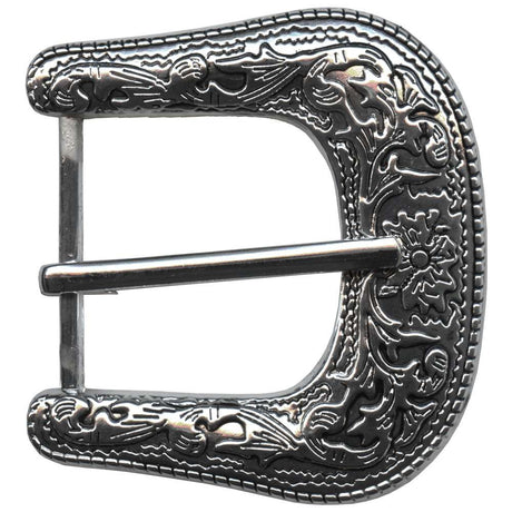378-4400.SLC.jpg 1 ½" Engraved Buckle - Nickel Plate/Black Image