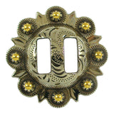 115-177004.SLC.jpg 1" Slotted Berry Concho - Old Silver/Gold Plate Image
