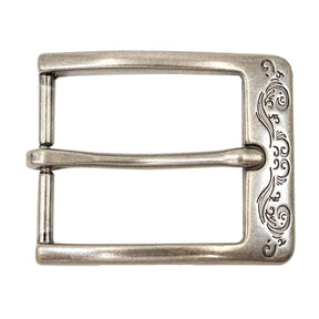 1 ½" Squared Engraved Buckle - Antique Nickel