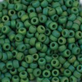 8/0 Seed Beads - Opaque Green AB Matte 22g
