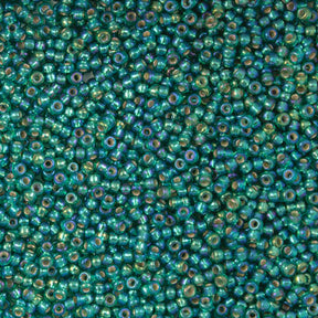 11/0 Seed Beads - Silver Lined Emerald AB 24g