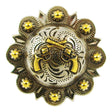 115-197704.SLC.jpg 1 1/2" Crossed Pistols Berry Conchos - Old SIlver/Gold Image