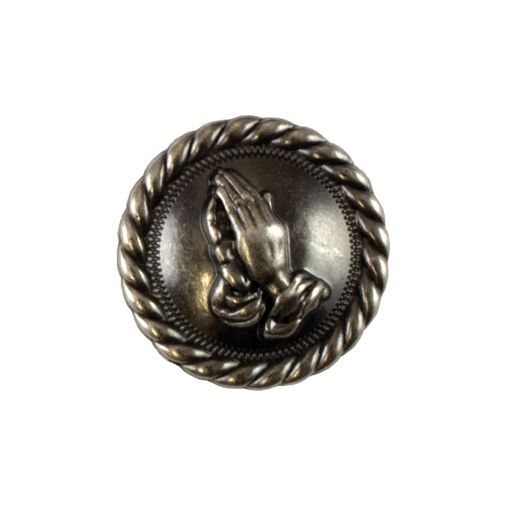 378-178802.SLC.jpg 1" Praying Hands Concho Left - Antique Nickel Plate Image