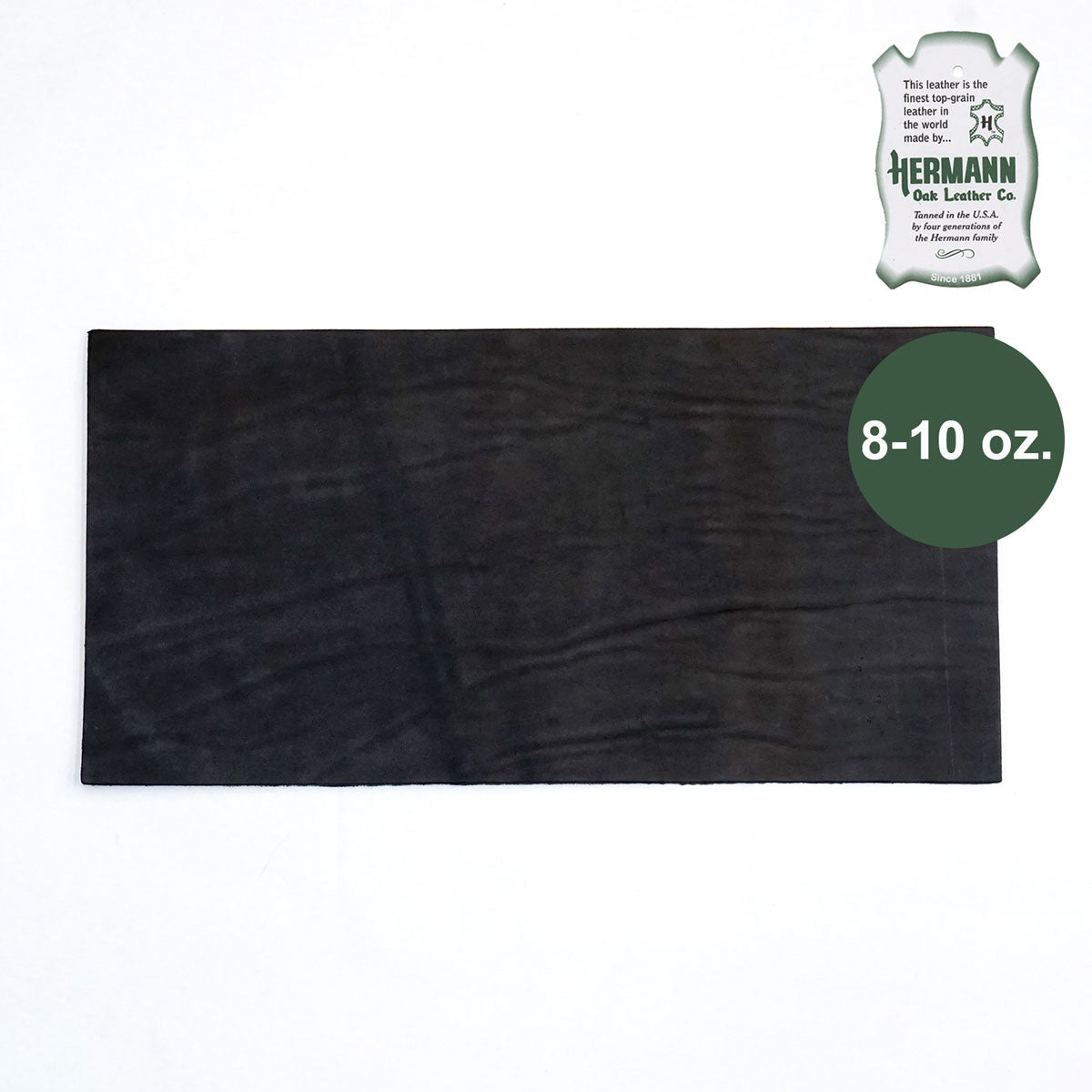 49-9122.SLC.1.jpg Hermann Oak Drum Dyed Black Pre-Cut 8-10 oz. 12" x 24" Image