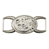 ¾" Floral Oval Connector - Silver Plate