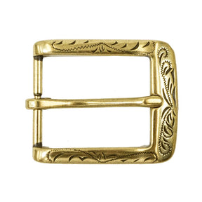 1 ¼" Rounded Engraved Buckle - Antique Brass