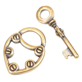 19mm Lock Key Toggle - Antique Gold