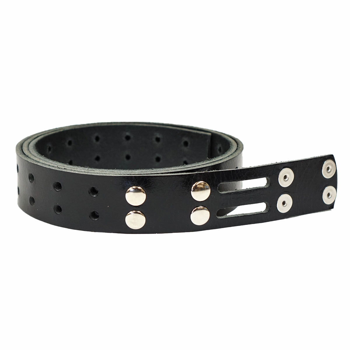 100-2049.SLC.1.jpg 1 1/2" Black Buffalo Double Hole Belt Blank w/ Snaps Image