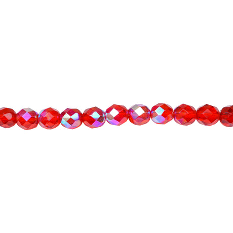 339-124.SLC.1.jpg 8mm Siam Ruby AB Bead Strand - Firepolished Image