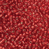 8/0 Seed Beads - Silver Lined Flame Red 22g